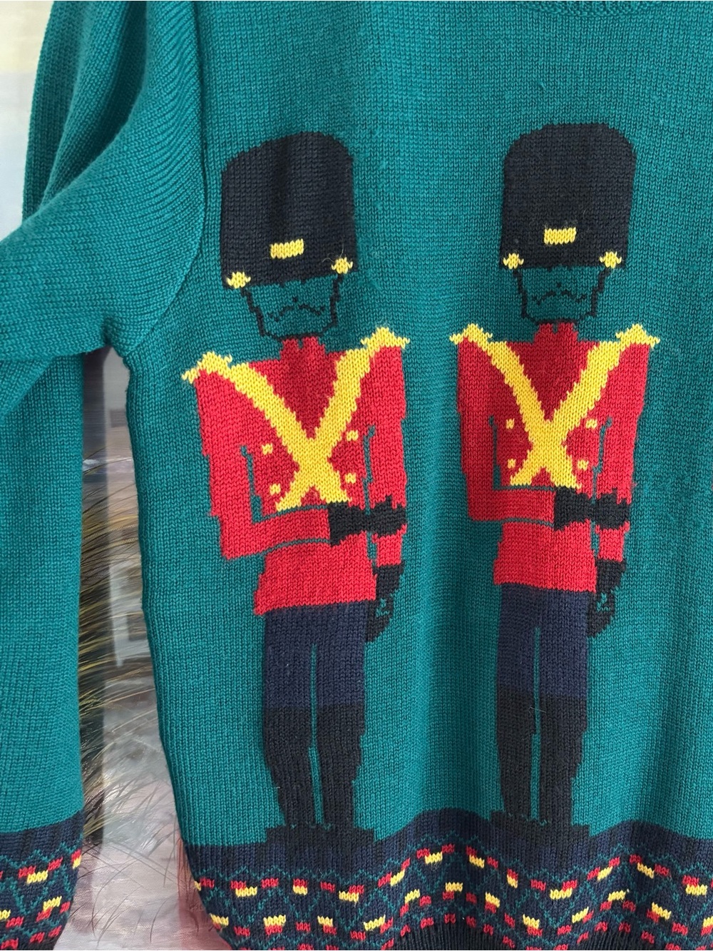 VTG Charter Club Jane Justin Toy Soldier Wool Blend Knit Sweater Green Keyhole S - Picture 11 of 16